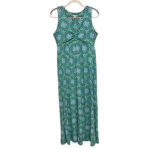Talbots Sleeveless Maxi Dress Green Blue Size M